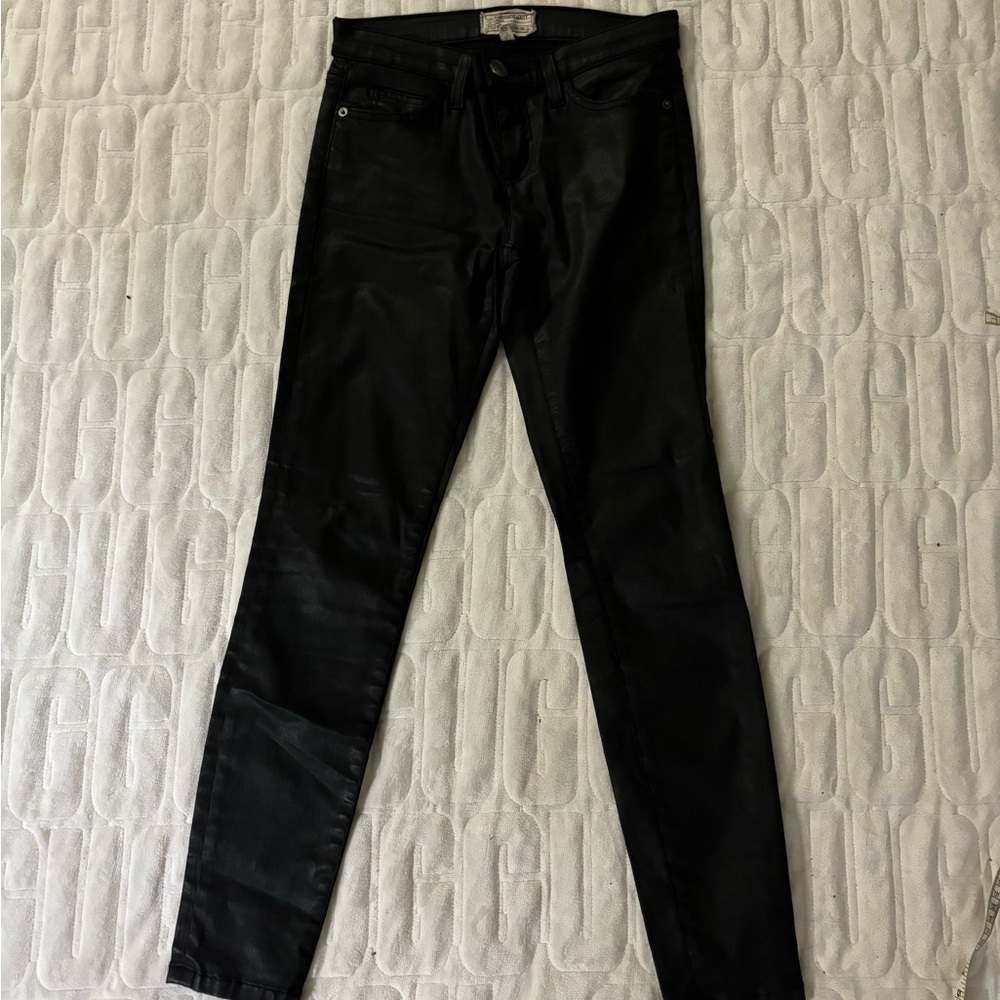 Current Elliott The Soho Zip Stiletto Skinny Jean in Black Coated - Size 25